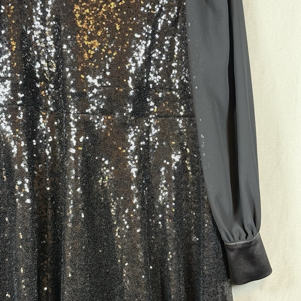 Torrid Sylvia Mollie Black Tie Neck Sequin Cocktail Formal Mini Dress Women's 12 - Picture 4 of 16